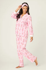 P.J. Salvage Sweeter Than Sugar 3-Piece Candy Cane Print Flannel PJ Set | Baby Pink