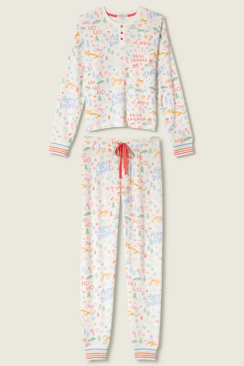 P.J. Salvage Ski Jammie Classics Fa La La PJ Set | Ivory