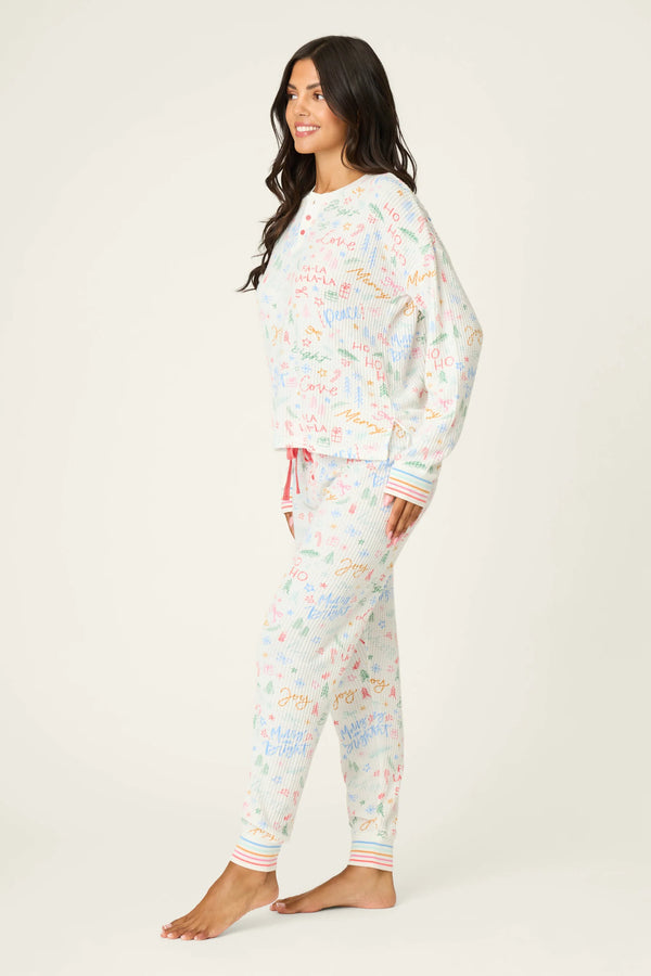 P.J. Salvage Ski Jammie Classics Fa La La PJ Set | Ivory