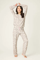 PJ Salvage Snakeskin Heart Print Peachy PJ Set