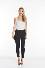 Pull-On Solid Fine Line Twill Ankle Pant | Black