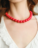 Susan Shaw Palmera Beaded Necklace | Red Coral