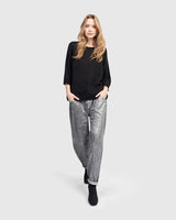 Alembika Metallic Boyfriend Jogger Jeans | Silver