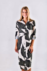 Emily Phillips Palm Leaf Girlfriend Midi Dress