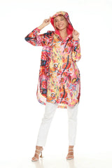 Oopéra Packable Lightweight Water Repellent Crinkle Rain Jacket | Fuchsia Graffiti