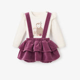 Elegant Baby Forest Family Sweater & Velveteen Jumper Skirt Dark Violet