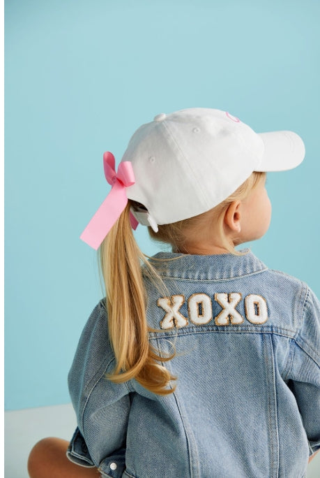 Mudpie Bow Embroidered Hat | White