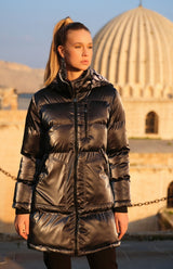 Dolcezza Solid Puffer Coat-Steel