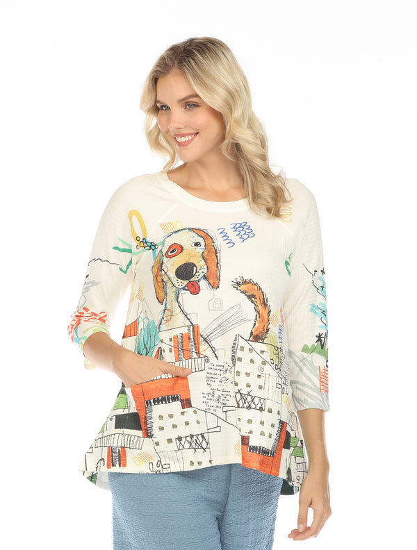 Inoah Dobby Patch Pocket Textured Knit Top