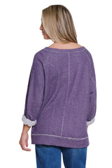 Tru Luxe Raglan Sleeve Knit Top | Dark Purple