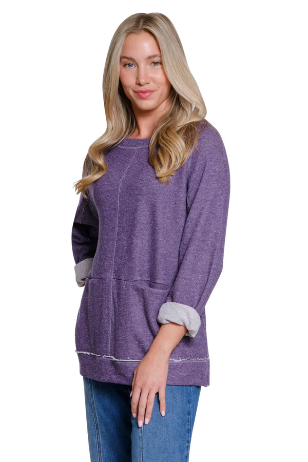 Tru Luxe Raglan Sleeve Knit Top | Dark Purple