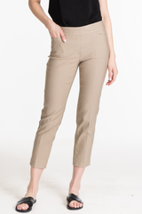 Multiples Pull-On Crop Pant with Real Pockets Stone