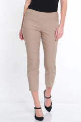 Multiples Slim-Sation Pull-On Crop Pant with Real Front & Back Pockets | Stone