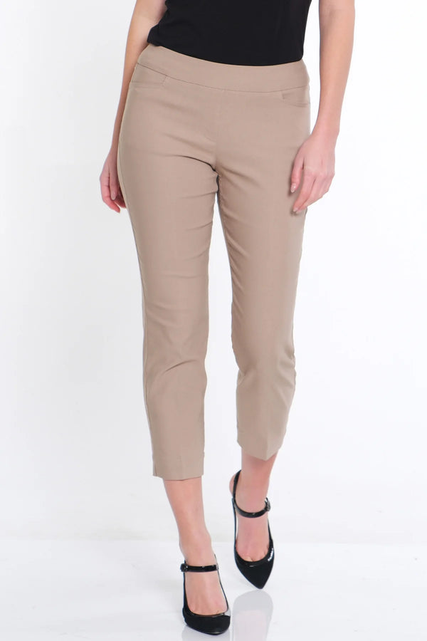 Multiples Slim-Sation Pull-On Crop Pant with Real Front & Back Pockets | Stone