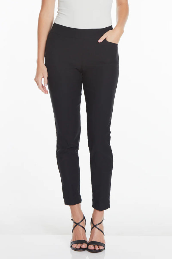 Pull-On Solid Fine Line Twill Ankle Pant | Black