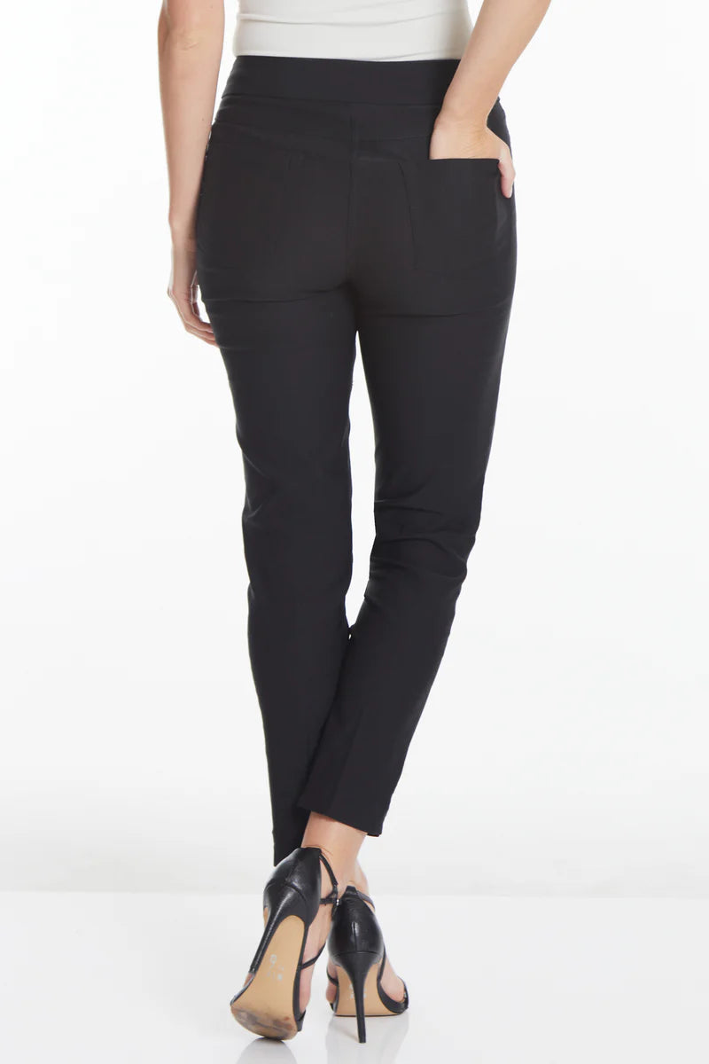Pull-On Solid Fine Line Twill Ankle Pant | Black