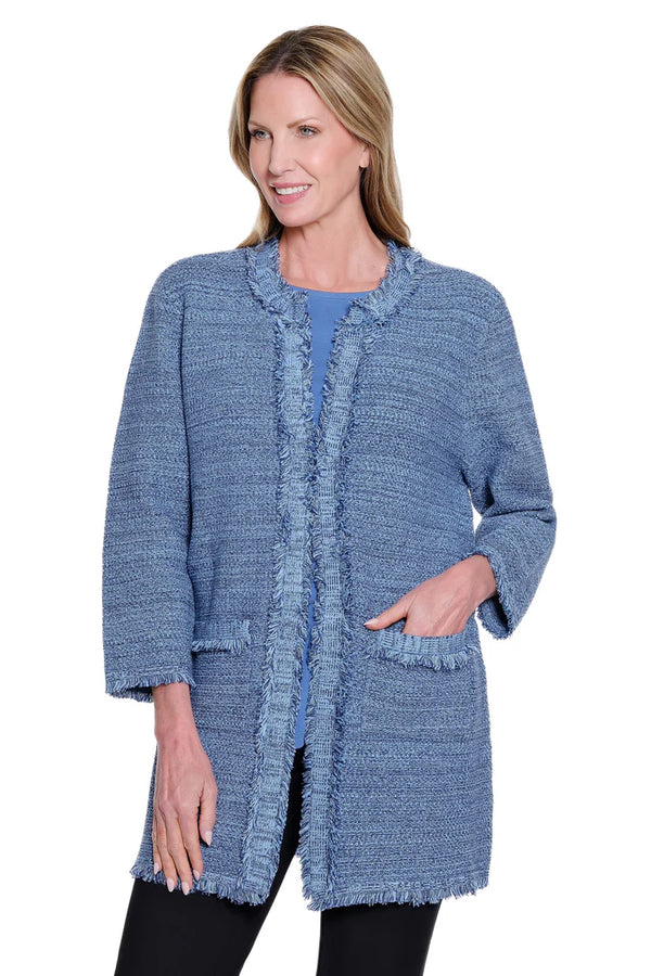 Multiples Fringe Trim Sweater Jacket | Multi