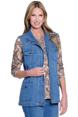 Multiples Denim Vest with Drawstring Waist | Medium Indigo