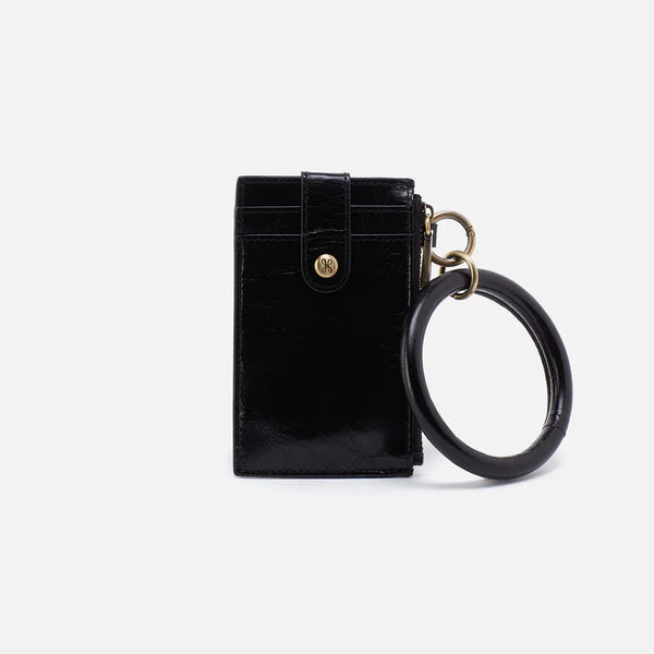 HOBO Ring Credit Card Wristlet Polished Leather | Black