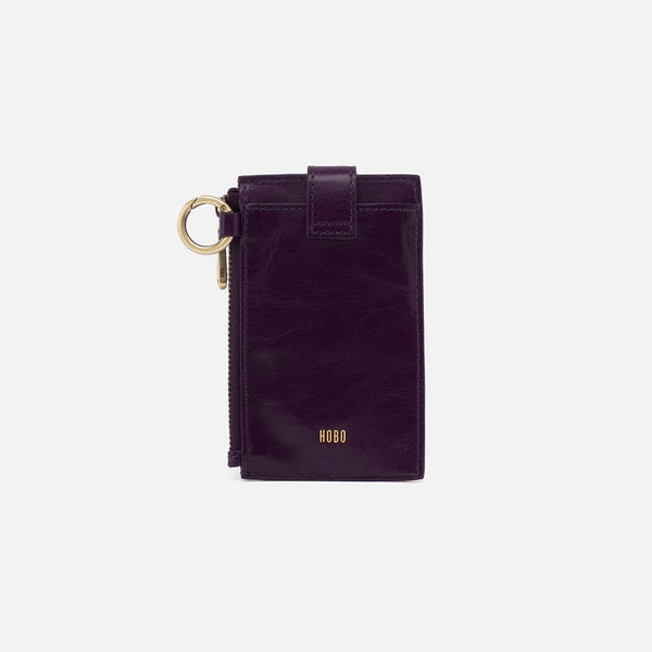 HOBO Ring Credit Card Wristlet Polished Leather |Deep Purple