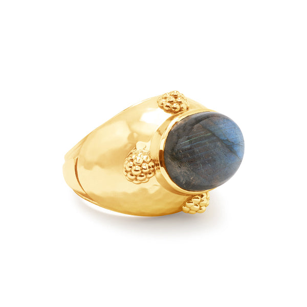 Capucine De Wulf Cleopatra Oval Ring - Gold/Blue Labradorite Sz 8