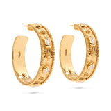 Capucine De Wulf Berry Hammered Hoops - Gold/Cubic Zirconia