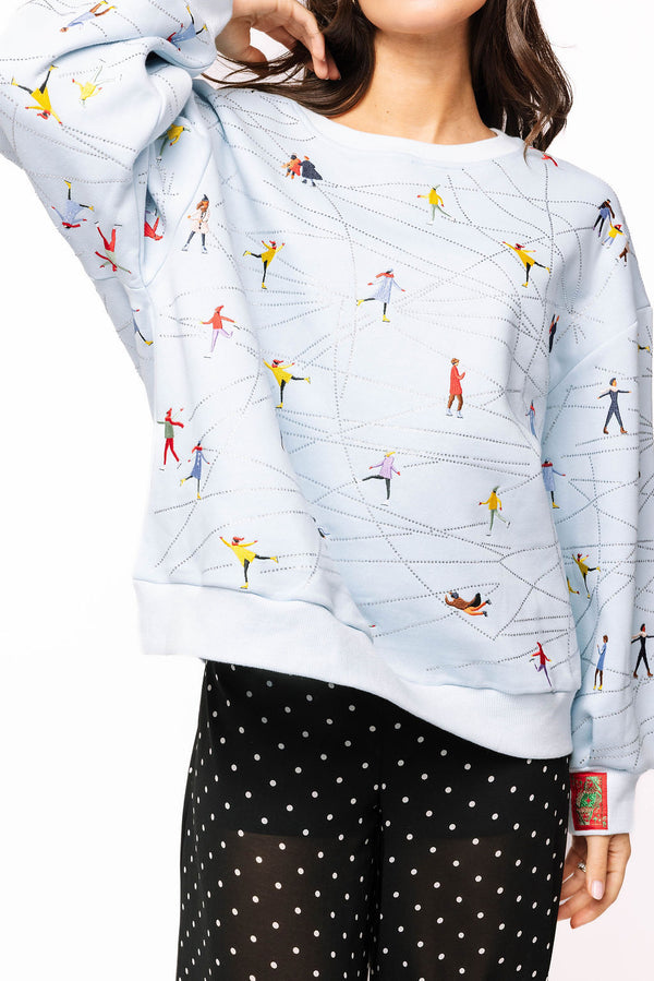 Queen Of Sparkles Icy Blue Ice Skating Sweatshirt