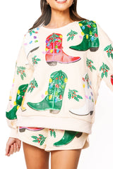 Queen of Sparkles Christmas Cowboy Boots Sweatshirt
