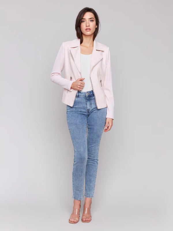 Charlie B Vintage Faux Leather and Rib Knit Jacket | Petal