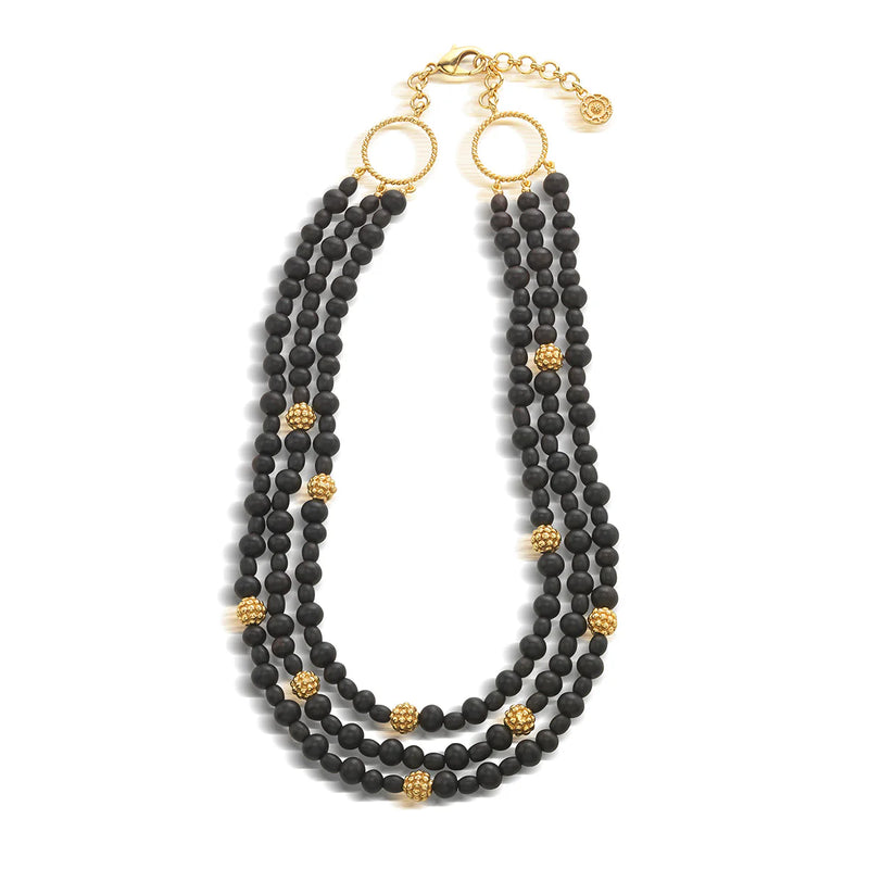 Capucine De Wulf Berry 3-Strand Necklace, 18"+2" - Ebony