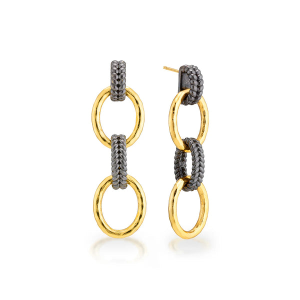 Capucine De Wulf Cleopatra Regal Double Link Earrings - Gold/Midnight