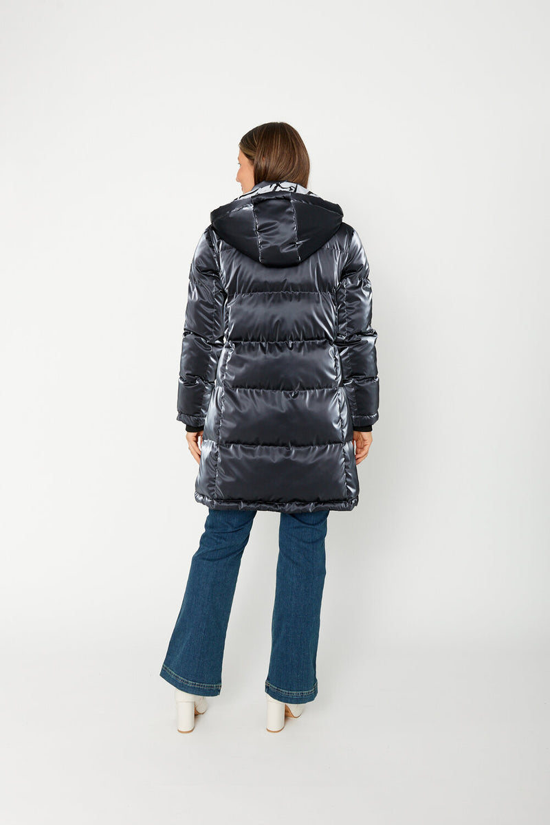 Dolcezza Solid Puffer Coat-Steel