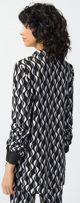 Joseph Ribkoff Geometric Print Silky Knit Blazer 241147 Black/Moonstone
