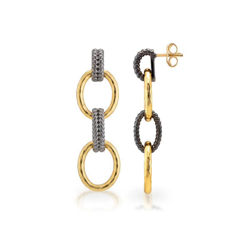 Capucine De Wulf Cleopatra Regal Double Link Earrings - Gold/Midnight