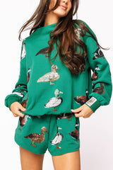 Queen Of Sparkles Dark Green Duck Mock Neck Sweatshirt