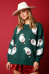 Fantastic Fawn Sequin Santa Sweatshirt | Hunter Green