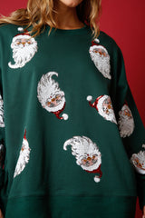 Fantastic Fawn Sequin Santa Sweatshirt | Hunter Green