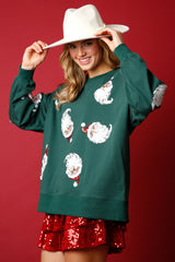 Fantastic Fawn Sequin Santa Sweatshirt | Hunter Green