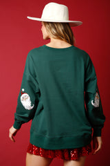 Fantastic Fawn Sequin Santa Sweatshirt | Hunter Green