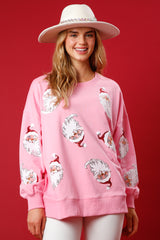 Fantastic Fawn Sequin Santa Sweatshirt | Pink