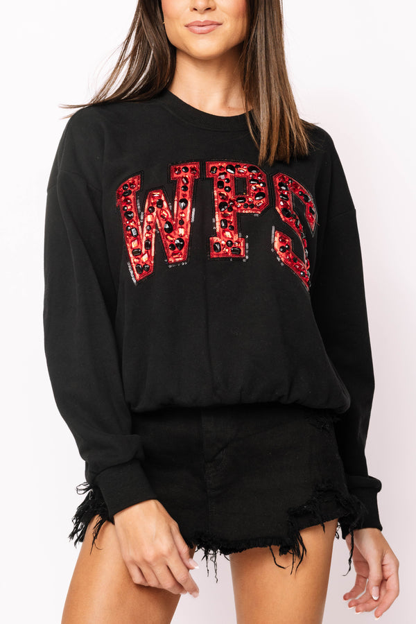 Queen Of Sparkles Licensed Arkansas Black with Multi Jewel Letter Sweatshirt
