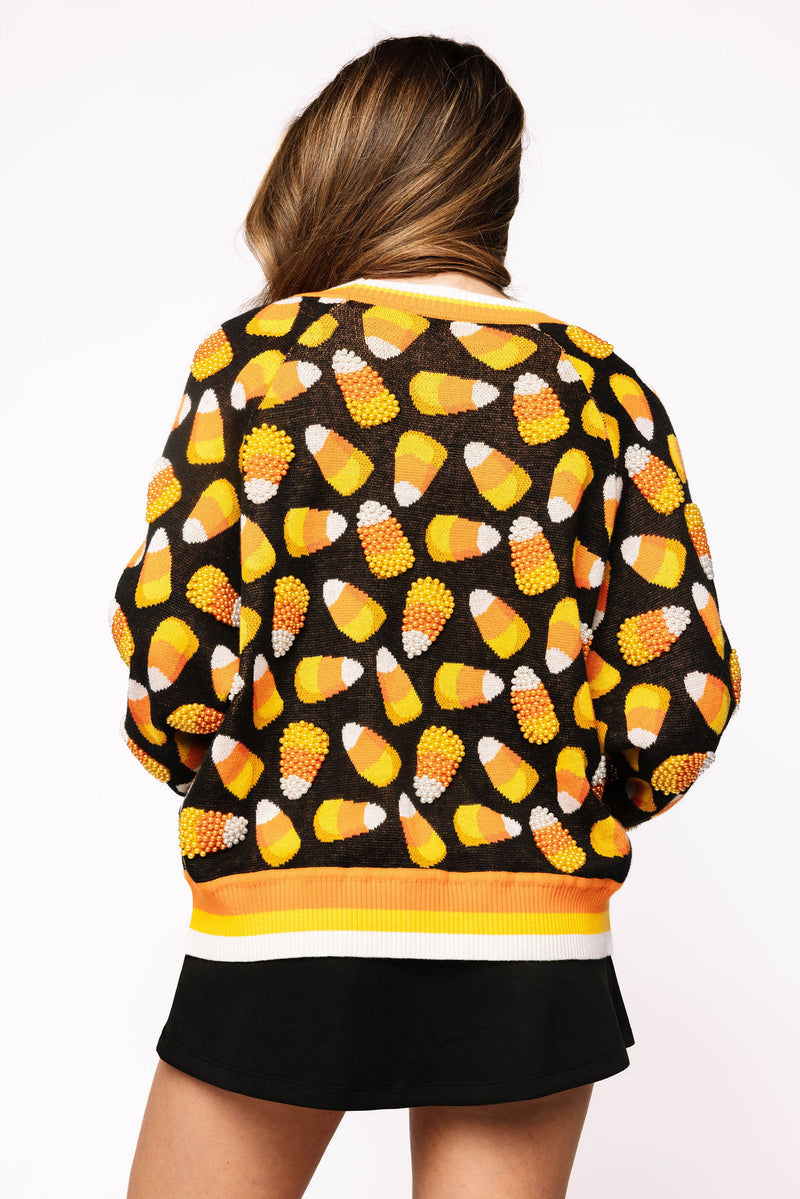 Queen Of Sparkles Black Pearl Candy Corn Cardigan