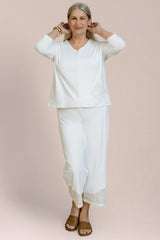 Sympli Honeycomb Mesh Mix Revel Top | White