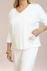 Sympli Honeycomb Mesh Mix Revel Top | White