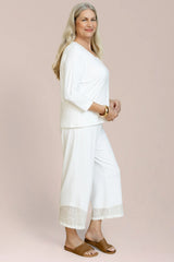 Sympli Honeycomb Mesh Mix Revel Top | White