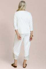 Sympli Honeycomb Mesh Mix Revel Top | White