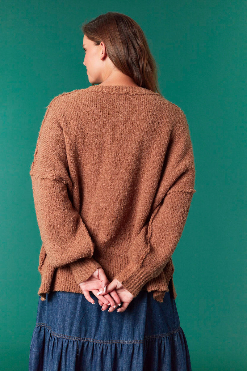 Fantastic Fawn Gingerbread Man Oversized Sweater Top | Brown