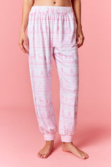 Peach Love Soft Touch Fleece Christmas Prints Loungewear | Pink