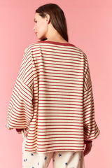 Peach Love Ditsy Flower Print Twill 'USA' Patchwork Sweatshirt