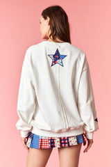 Peach Love 'USA' & 'Star' Patchwork Printed Patches w/ Embroidery Edge
